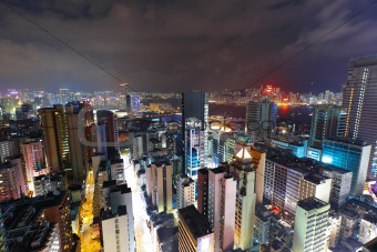 Hong Kong with building at night