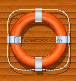 life buoy on wood background