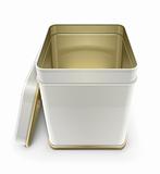 white tin box with lid