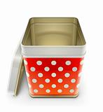 red tin box with lid