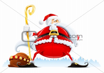 Santa Claus with sack and staff