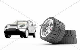 Two automobile wheels