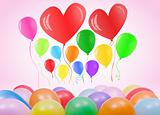 Valentines day or birthday card with balloons