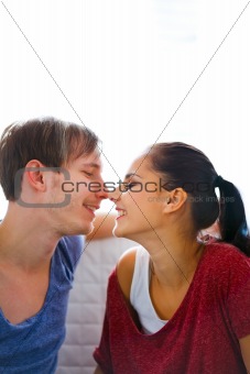 Romantic couple sharing a moment together
