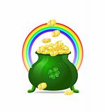Green cauldron with gold coins