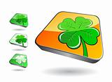 3d icon set with green clover