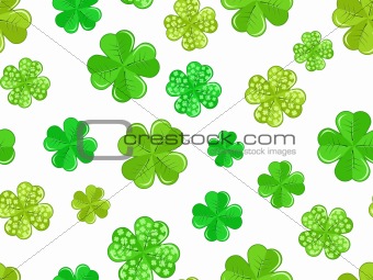 seamless background with green shamrock.