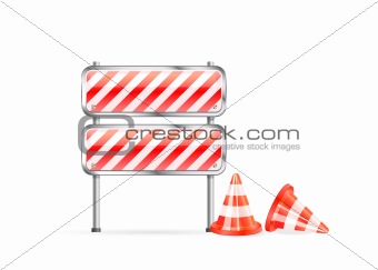 cones and striped barrier