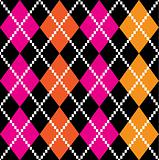 Retro colorful argile pattern - orange and pink on black backgro