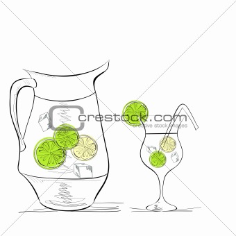 A glass of water with lime 