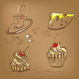 A cup of coffee cupcake and cheese