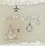 Christmas card with snowman 