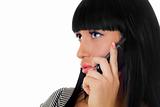 Portrait of the girl speaking on the phone. Isolated