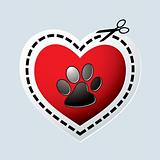 Dog paw heart