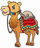 Cartoon camel with saddlery