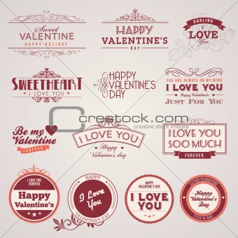 Set of vintage Valentine's day labels