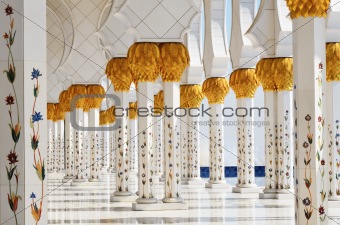 Columns of Sheikh Zayed Mosque in Abu Dhabi, UAE