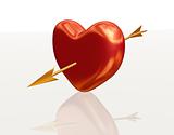 golden red heart with arrow
