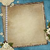 Vintage card for the holiday with frames, flowers on the abstrac