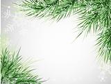 Christmas tree background, vector snowflake
