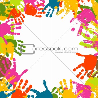 Abstract background, prints of hands of the child, vector