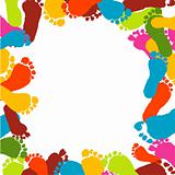 Abstract background, prints of foots of the child, vector