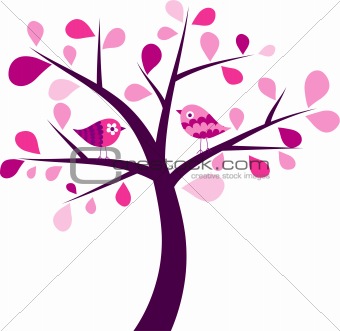 Valentines tree background, vector