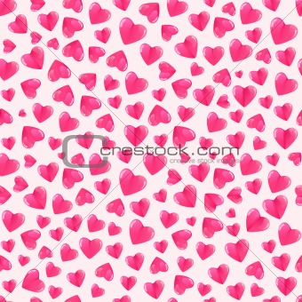 Seamless pattern with shiny hearts