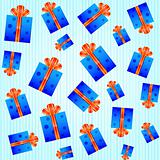 Seamless pattern with blue gift boxes