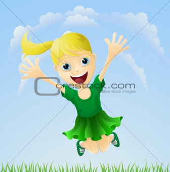 Young happy girl jumping