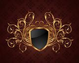 golden ornate frame with shield