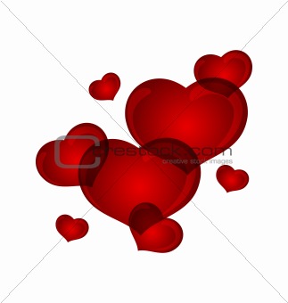 set valentine hearts isolated