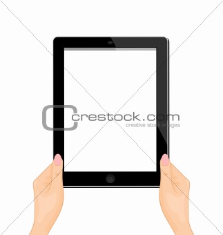 Illustration of the computer tablet in a hand of the woman - ver