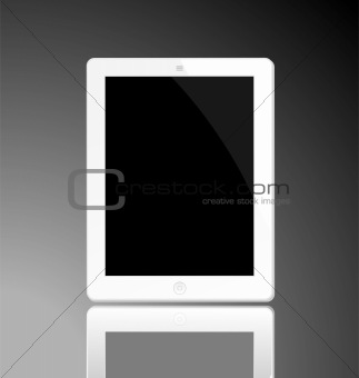 Illustration of the turned off white computer tablet - horizontal