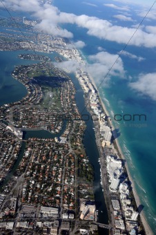 Aerial view of the Miami coast