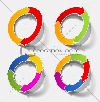 arrow circle circular cycle diagram motion recycling realistic shadow sticker template