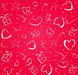 pink seamless pattern with hearts silhouette