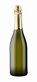 Sparkling White Wine Bottle, Champagne bottle isolated on a white background supplied with a hand drawn clipping path. 