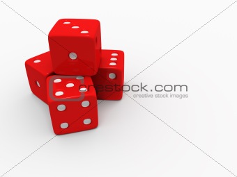 Stack of red and white dice