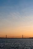 Suspension bridge and sunset