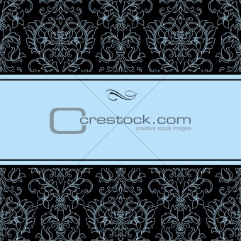 Vector Dotted Damask Pattern and Blue Frame