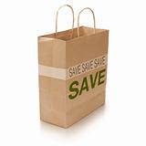 saving money, kraft shopping bag