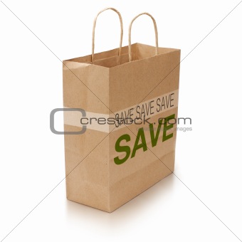 saving money, kraft shopping bag