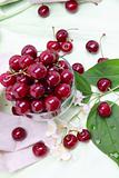 Sweet cherry in glass bowl