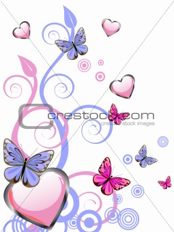 hearts and butterflies