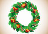 Christmas wreath with gifts