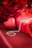 Luxury necklace  on red present