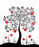 heart tree and heart flowers