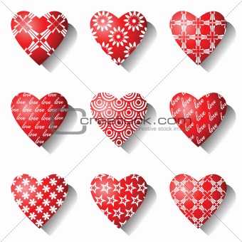 Heart icons. Valentine design elements. 