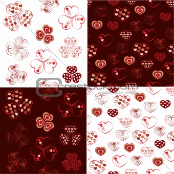 Vector set of heart seamless pattern